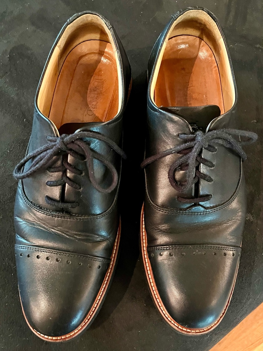 Samuel Hubbard Classic Black Leather Cap-Toe Oxford Dress Shoes - Men